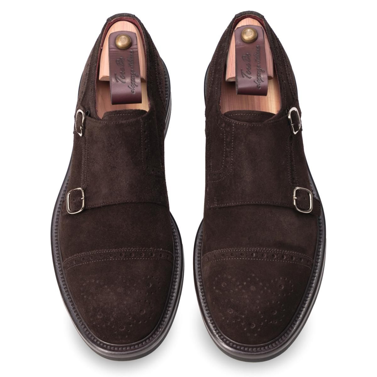 BruDom scamosciata Marrone in pelle liscia| Doppia Fibbia Artigianale Italiana | TeredoScarpa Doppia Fibbia marrone in pelle di vitello scamosciata