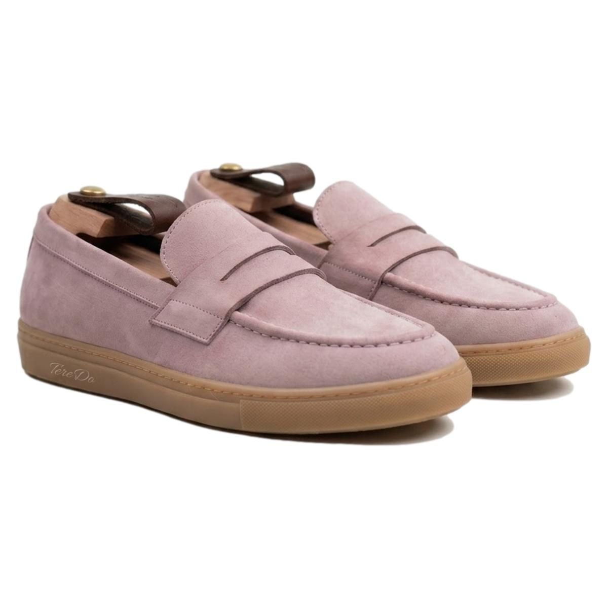 Sneakers malva in pelle NABUK | Sneakers Artigianale Italiana | TeredoScarpa sneakers BUCH FASCIA malva in pelle di vitello nabuk
