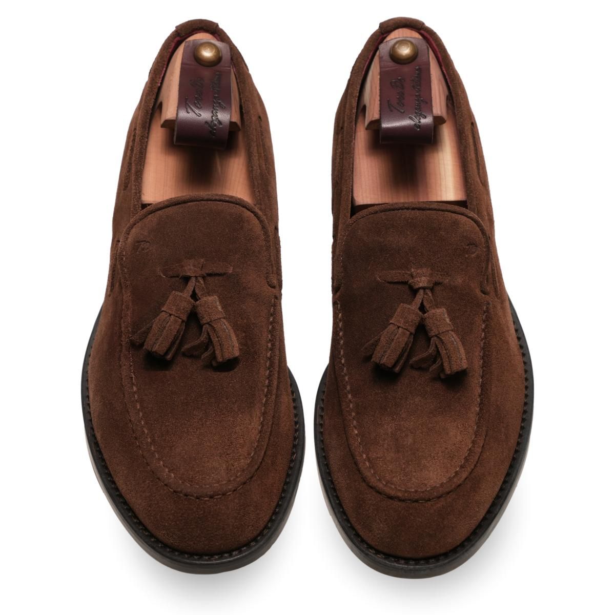 RiCel Nappine Marrone in pelle scamosciata| Mocassino con nappine Artigianale Italiana | TeredoScarpa Mocassino Nappine marrone in pelle di vitello scamosciata