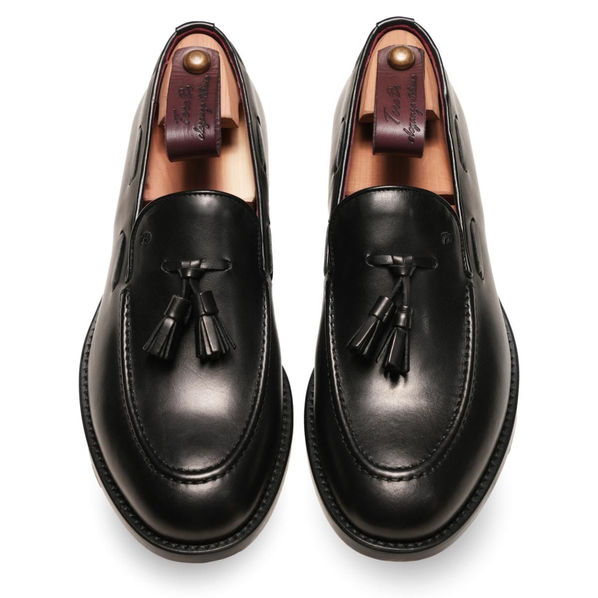 RiCel Nappine Nero in pelle liscia| Mocassino con nappine Artigianale Italiana | TeredoScarpa Mocassino con nappine nero in pelle di vitello liscia
