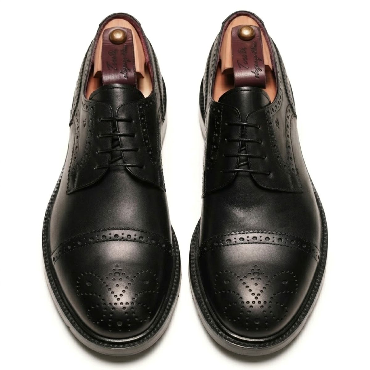 SiMar Puntina Filo ricamata Nero in pelle liscia| Derby Artigianale Italiana | TeredoScarpa Derby nero in pelle di vitello liscia