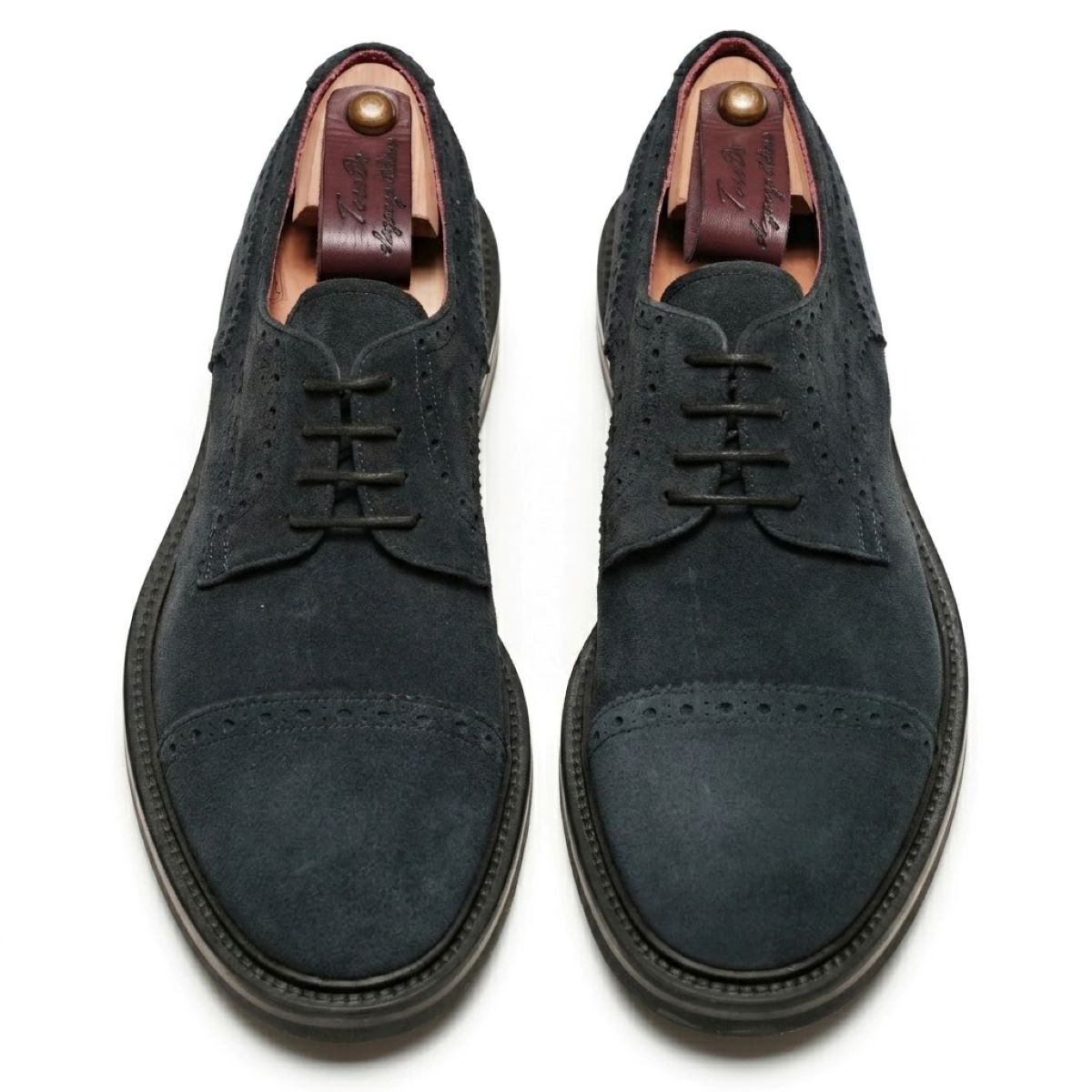 SiMar scamosciata blu | Derby Artigianale Italiana | TeredoScarpa Derby in pelle di vitello scamosciata blu